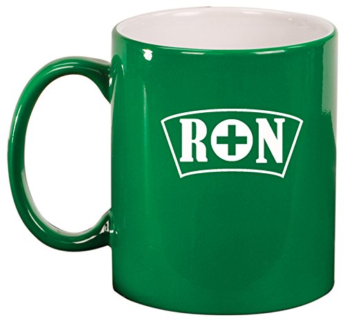 Ceramic Coffee Tea Mug RN Nurse Cap (Green)