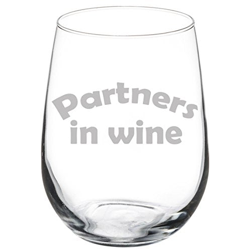 Wine Glass Goblet Funny Partners In Wine (17 oz Stemless)