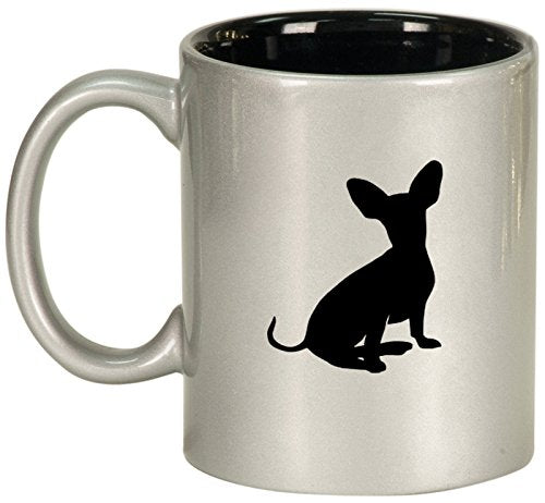 Ceramic Coffee Tea Mug Cup Chiweenie (Silver)