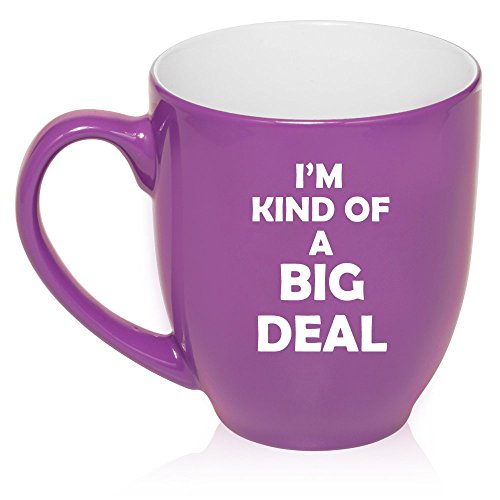 16 oz Large Bistro Mug Ceramic Coffee Tea Glass Cup I'm Kind Of a Big Deal (Purple)
