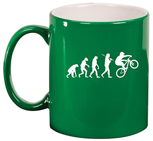 Ceramic Coffee Tea Mug Cup Evolution Mountain BMX Bike (Green)
