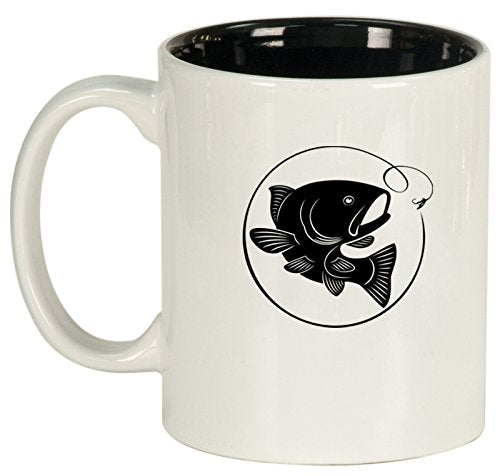 Ceramic Coffee Tea Mug Cup Fly Fishing (White)