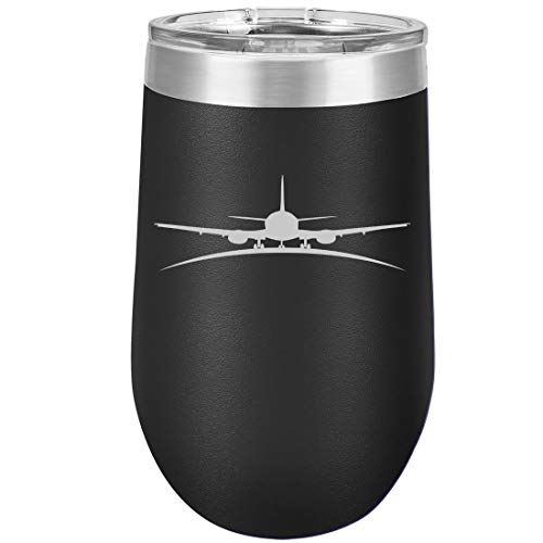 16 oz Double Wall Vacuum Insulated Stainless Steel Stemless Wine Tumbler Glass Coffee Travel Mug With Lid Airplane