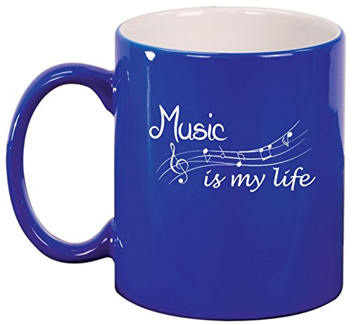 Ceramic Coffee Tea Mug Cup Music Is My Life (Blue)