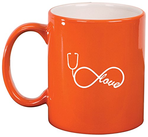 Ceramic Coffee Tea Mug Infinity Love Nurse Stethoscope (Orange)