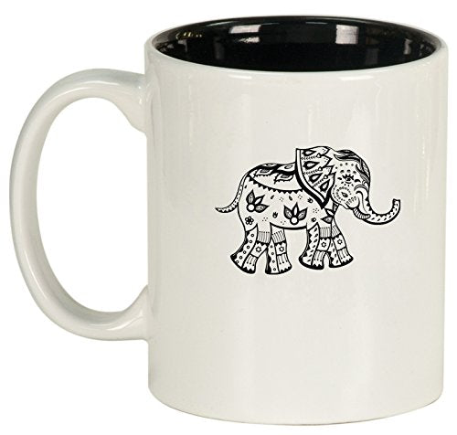 Ceramic Coffee Tea Mug Cup Festive Elephant (White)