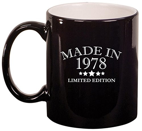 Ceramic Coffee Tea Mug Cup Made In 1978 Birthday 40th Birthday (Black)