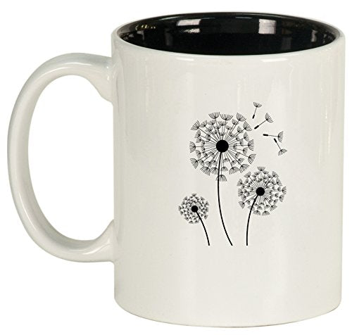Ceramic Coffee Tea Mug Cup Dandelions (White)