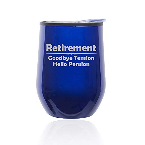 Stemless Wine Tumbler Coffee Travel Mug Glass With Lid Retirement Pension