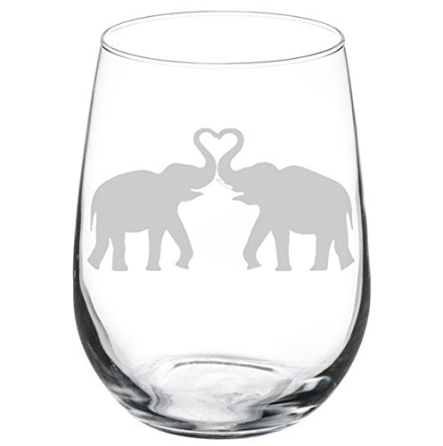 Wine Glass Goblet Elephants Making Heart (17 oz Stemless)