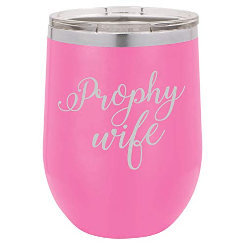 12 oz Double Wall Vacuum Insulated Stainless Steel Stemless Wine Tumbler Glass Coffee Travel Mug With Lid Prophy Wife Dental Hygienist Dentist Assistant RDH (Hot Pink)