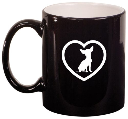 Heart Chihuahua Ceramic Coffee Tea Mug Cup Black