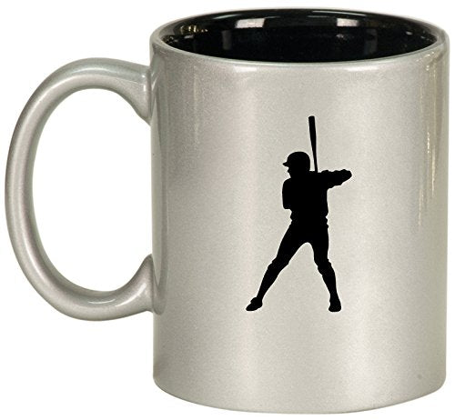 Ceramic Coffee Tea Mug Cup Baseball Player (Silver)