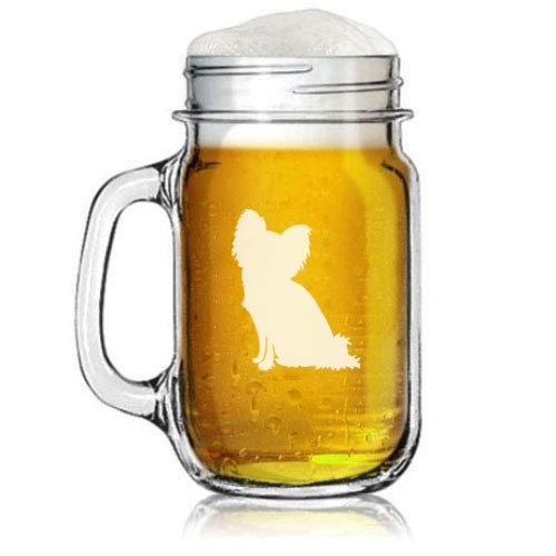 16oz Mason Jar Glass Mug w/Handle Papillon