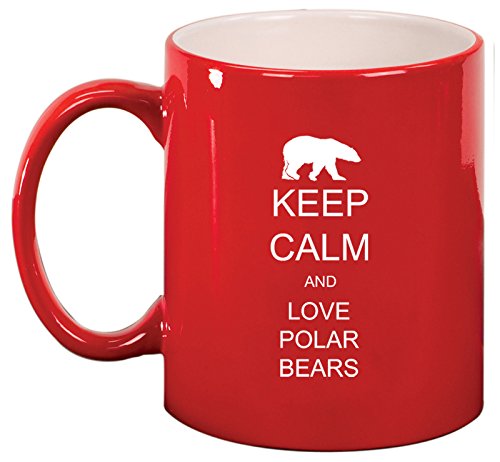 Ceramic Coffee Tea Mug Keep Calm and Love Polar Bears (Red)
