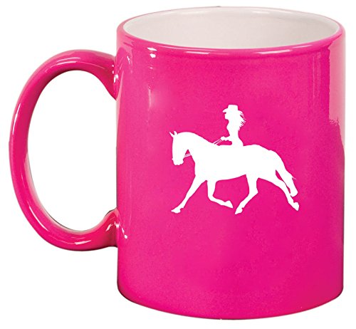 Ceramic Coffee Tea Mug Cowgirl Riding Horse (Hot Pink)
