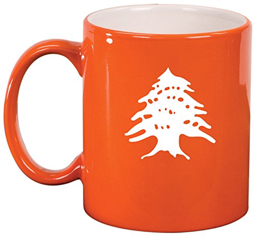 Ceramic Coffee Tea Mug Cup Cedar Tree Lebanon Lebanese (Orange)