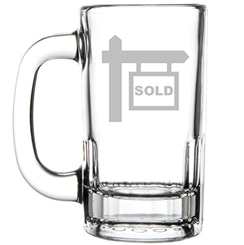 12oz Beer Mug Stein Glass Real Estate Agent Broker Realtor Sold