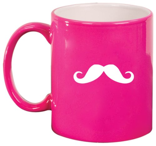 Mustache Ceramic Coffee Tea Mug Cup Hot Pink