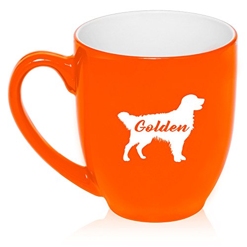 16 oz Large Bistro Mug Ceramic Coffee Tea Glass Cup Golden Retriever 'Golden' (Orange)