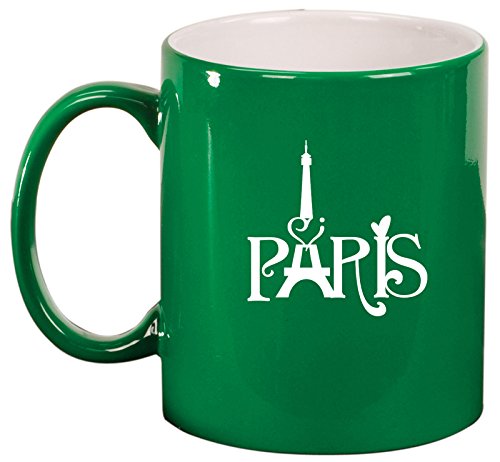 Ceramic Coffee Tea Mug Cup Paris Eiffel Tower Heart Love (Green)