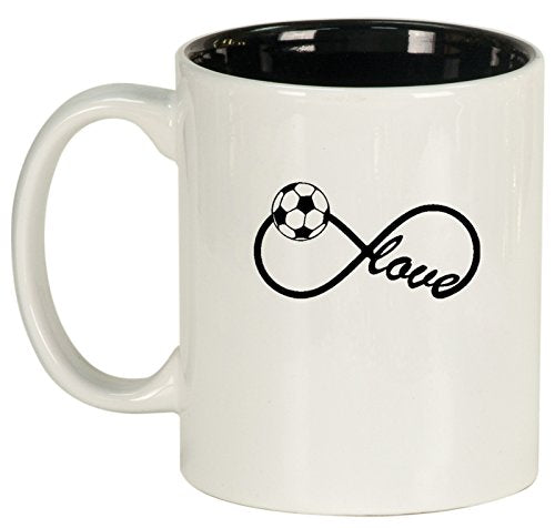 Ceramic Coffee Tea Mug Infinity Love for Soccer (White)