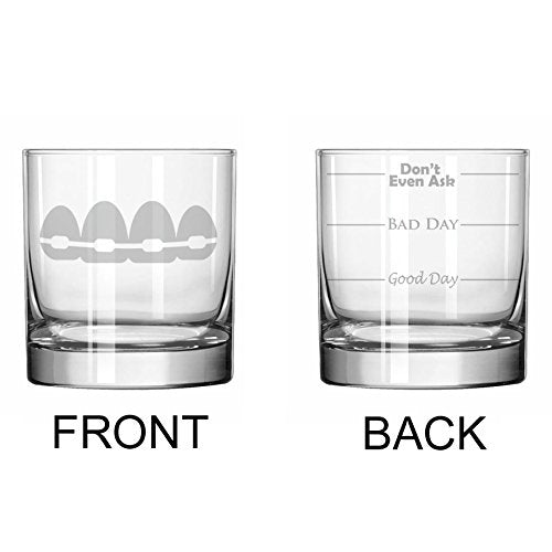 11 oz Rocks Whiskey Highball Glass Two Sided Orthodontist