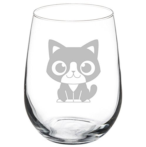 Wine Glass Goblet Cute Cat (17 oz Stemless)