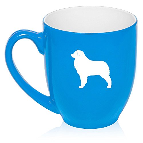 16 oz Large Bistro Mug Ceramic Coffee Tea Glass Cup Australian Shepherd (Light Blue)