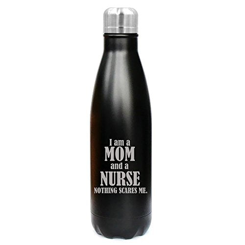 17 oz. Double Wall Vacuum Insulated Stainless Steel Water Bottle Travel Mug Cup Nurse Mom (Black)