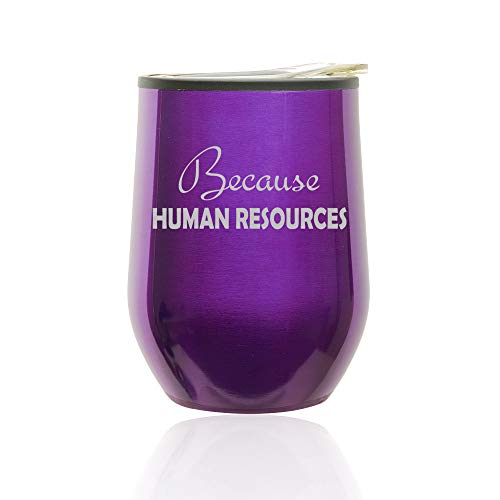 Stemless Wine Tumbler Coffee Travel Mug Glass With Lid Because Human Resources HR Funny (Royal Purple)