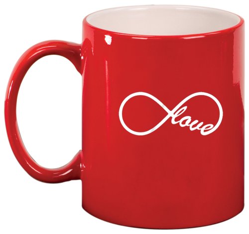 Infinity Infinite Love Ceramic Coffee Tea Mug Cup Red