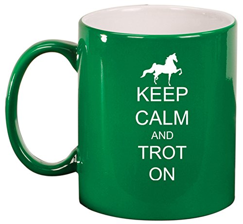 Ceramic Coffee Tea Mug Cup Keep Calm and Trot On Horse (Green)