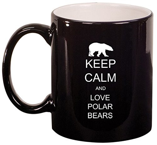 Ceramic Coffee Tea Mug Keep Calm and Love Polar Bears (Black)