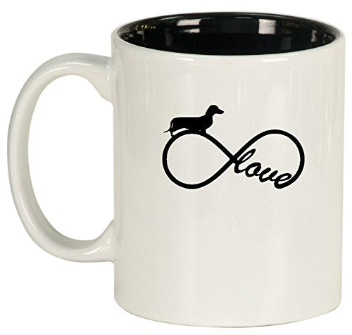 Ceramic Coffee Tea Mug Infinity Love Dachshund (White)