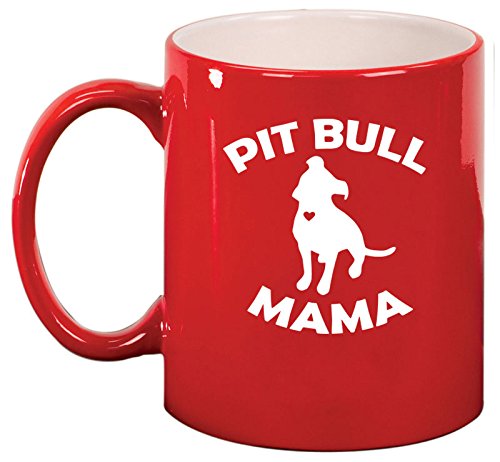 Ceramic Coffee Tea Mug Cup Pit Bull Mama (Red)