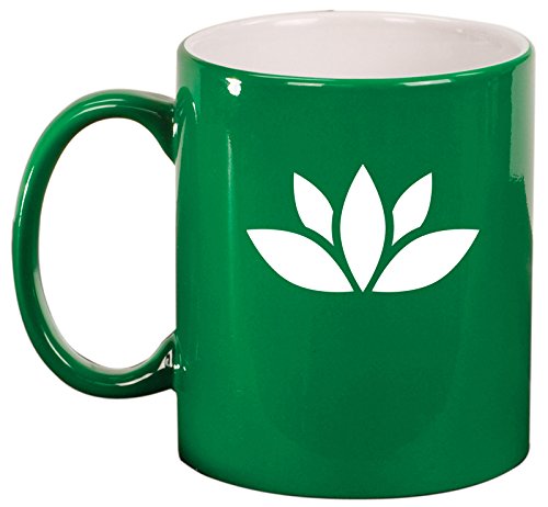 Ceramic Coffee Tea Mug Cup Yoga Lotus Icon (Green)