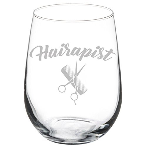 Wine Glass Goblet Funny Hairdresser Hair Stylist Hairapist (17 oz Stemless)