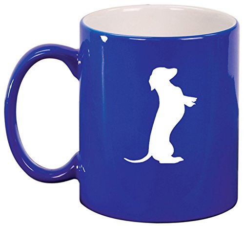 Ceramic Coffee Tea Mug Cup Dachshund Standing (Blue)