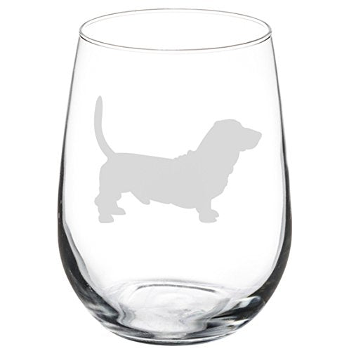 Wine Glass Goblet Basset Hound (17 oz Stemless)