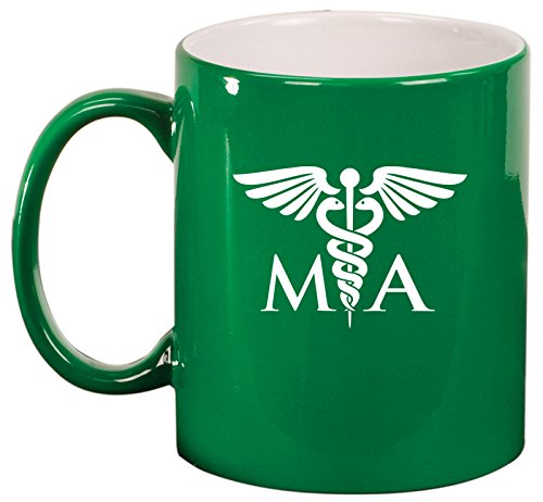 Ceramic Coffee Tea Mug Cup MA Medical Assistant (Green)