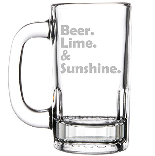 12oz Beer Mug Stein Glass Funny Beer Lime & Sunshine