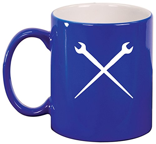 Ceramic Coffee Tea Mug Cup Spud Wrenches Iron Worker (Blue)