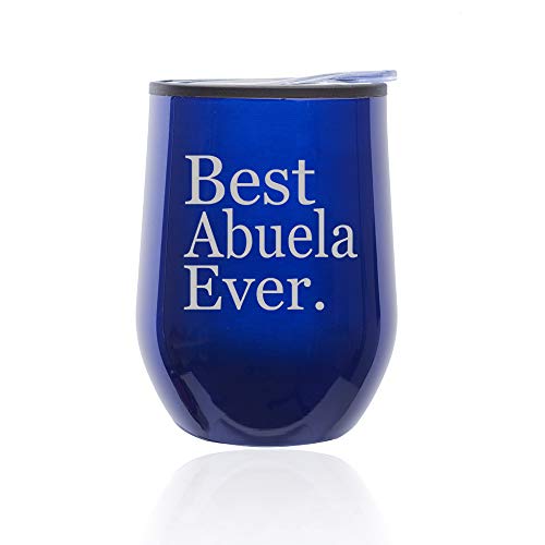 Stemless Wine Tumbler Coffee Travel Mug Glass With Lid Best Abuela Ever Grandma Grandmother