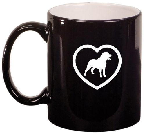 Black Ceramic Coffee Tea Mug Rottweiler Heart