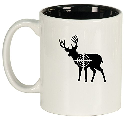 Ceramic Coffee Tea Mug Cup Deer with Bullseye (White)