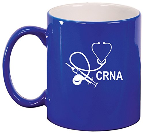 Ceramic Coffee Tea Mug Cup CRNA Nurse Anesthetist Anesthesiology (Blue)