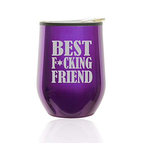 Stemless Wine Tumbler Coffee Travel Mug Glass With Lid Best F ing Friend (Royal Purple)