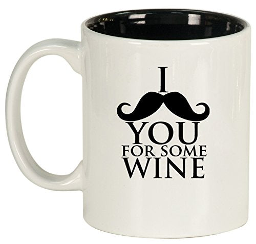 Ceramic Coffee Tea Mug I Mustache You For Some Wine (White)