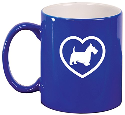 Ceramic Coffee Tea Mug Scottie Heart (Blue)
